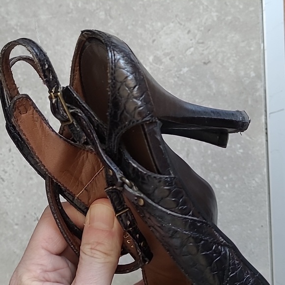 Leather Croco Embossed Slingback Heels - Picture 4 of 10